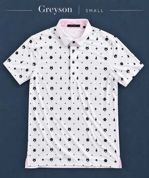 Greyson White Black Wolf Print Polo Small NWOT